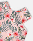 Two-Piece Swimsuit Pink Hibiscus Print
