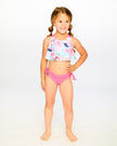 Two-Piece Swimsuit Blue Flamingo Print