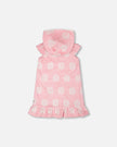 Terry Cloth Beach Hoodie Dress Pink Printed Flowers
