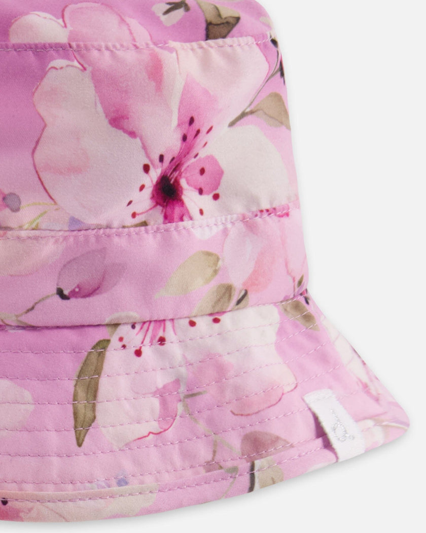 Beach Hat Purple Flower Print