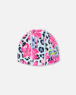 Swim Cap Blue Floral And Leopard Print