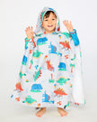 Hooded Beach Towel Grey Baby Dinosaur Print