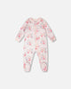 Organic Cotton Baby One-Piece Pyjama Pink Flower Print