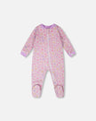 Organic Cotton Baby One-Piece Pyjama Purple Animal Print
