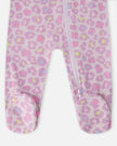 Organic Cotton Baby One-Piece Pyjama Purple Animal Print