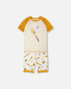 Organic Cotton Two-Piece Pyjama Set Grey Mix Baseball Print