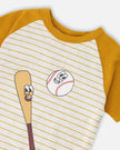 Organic Cotton Two-Piece Pyjama Set Grey Mix Baseball Print