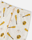 Organic Cotton Two-Piece Pyjama Set Grey Mix Baseball Print