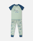 Organic Cotton Two-Piece Pyjama Set Green Crocodile Print