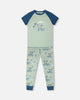 Organic Cotton Two-Piece Pyjama Set Green Crocodile Print