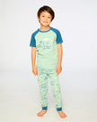 Organic Cotton Two-Piece Pyjama Set Green Crocodile Print