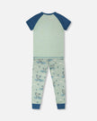 Organic Cotton Two-Piece Pyjama Set Green Crocodile Print