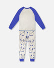 Organic Cotton Two-Piece Pyjama Set Grey Mix Monster Print