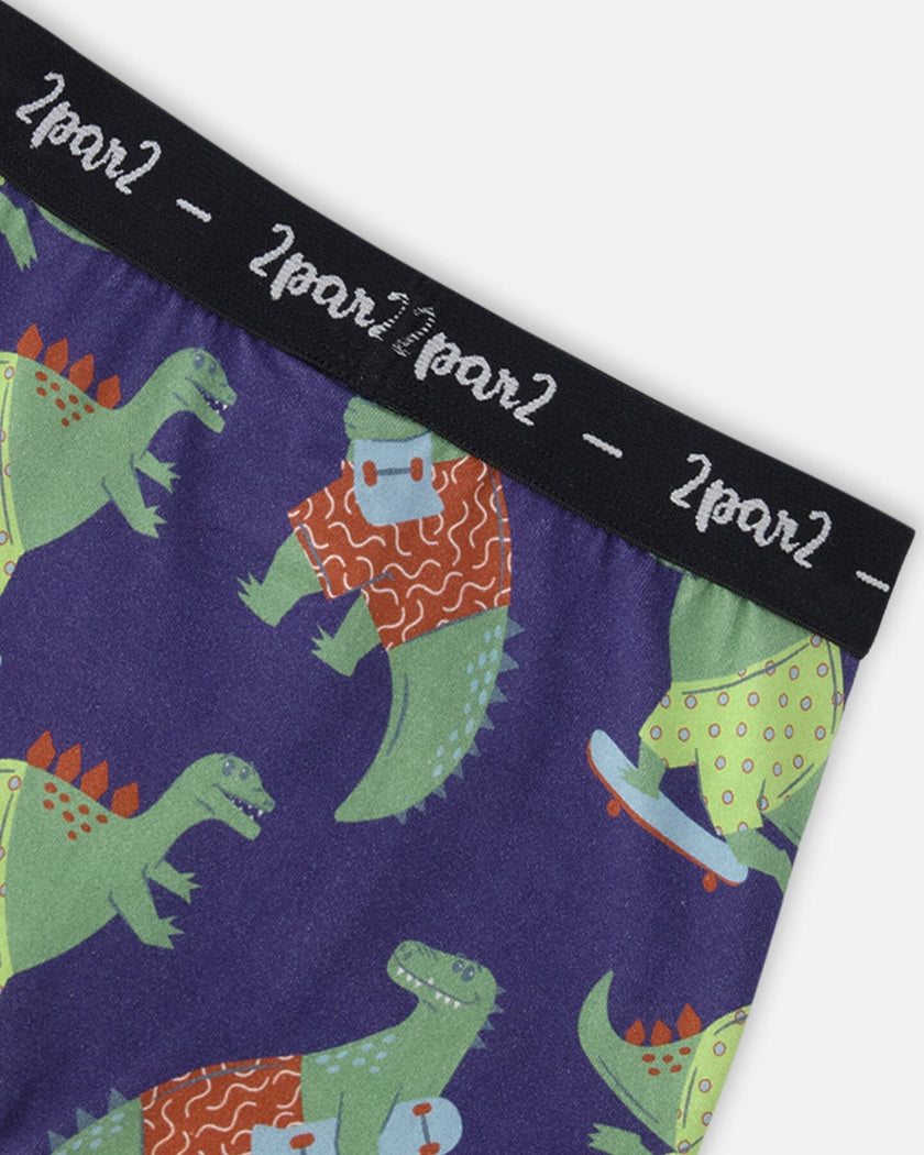 Organic Cotton Boxer Blue Dino Print