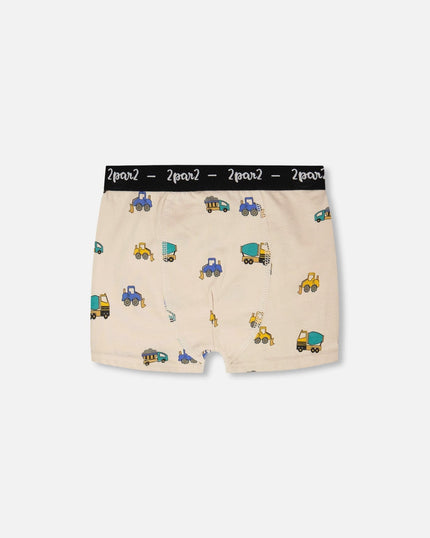 Organic Cotton Boxer Beige Truck Print