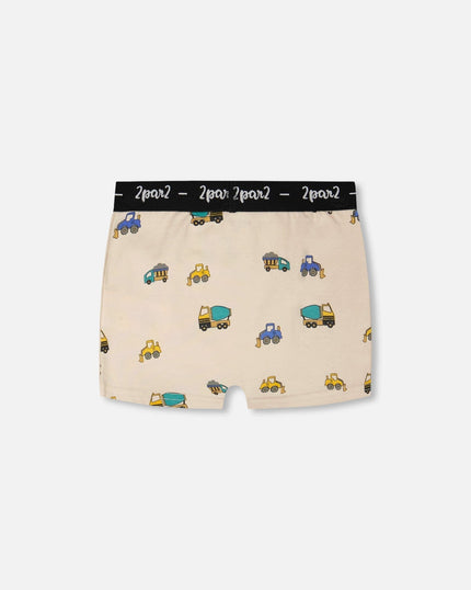 Organic Cotton Boxer Beige Truck Print