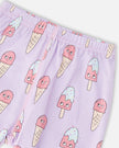Organic Cotton Two-Piece Pyjama Set Lilac Printed Ice Creams