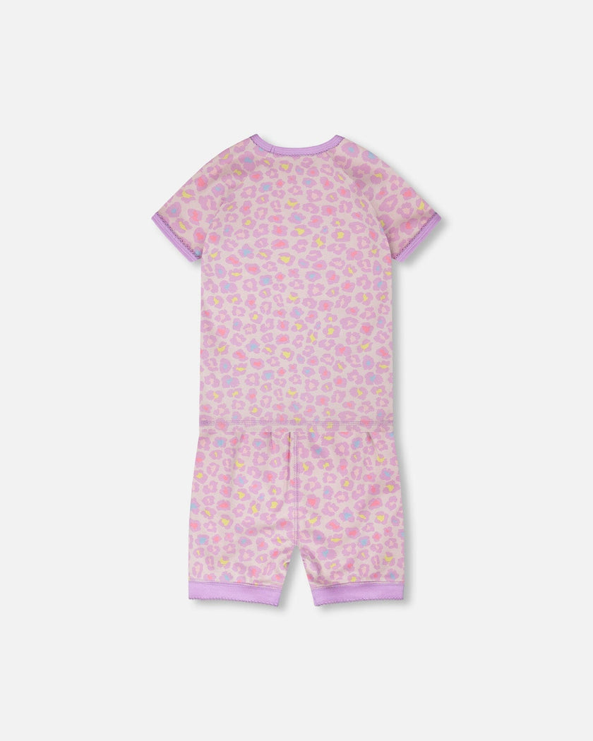 Organic Cotton Two-Piece Pyjama Set Purple Animal Print