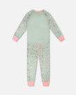 Organic Cotton Two-Piece Pyjama Set Green Kitten Print
