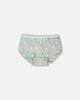 Organic Cotton Boyshort Panty Green Kitten Print