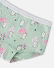 Organic Cotton Boyshort Panty Green Kitten Print