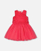 Sleeveless Textured Rosette Dress Pink