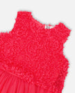 Sleeveless Textured Rosette Dress Pink