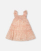 Multi-Tiered Dress With Smocking Pink Printed Flowers