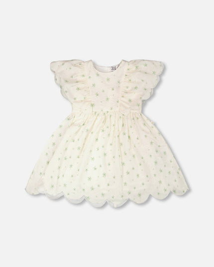 Jacquard Dress White Printed Flowers