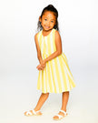 Sleeveless Dress White And Yellow Stripes