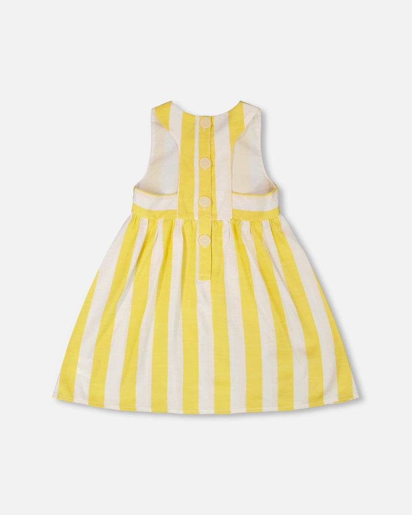 Sleeveless Dress White And Yellow Stripes