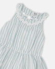Multi-Tiered Dress White And Blue Stripes