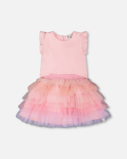Bi-Material Dress Pale Pink