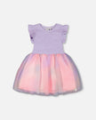 Bi-Material Mesh Dress Lilac