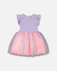 Bi-Material Mesh Dress Lilac