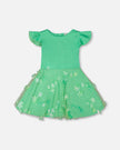Bi-Material Dress Bright Mint Green