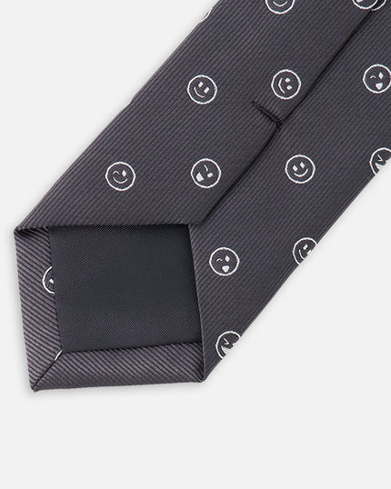 Neck Tie Black Printed Smiles