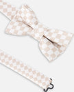 Bow Tie White And Sand Check