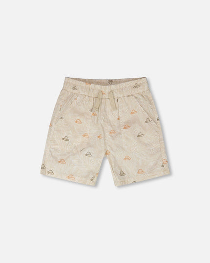 Poplin Shorts Beige Safari Print