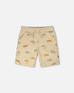 French Terry Shorts Beige Jeep Print