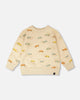 French Terry Sweatshirt Beige Jeep Print