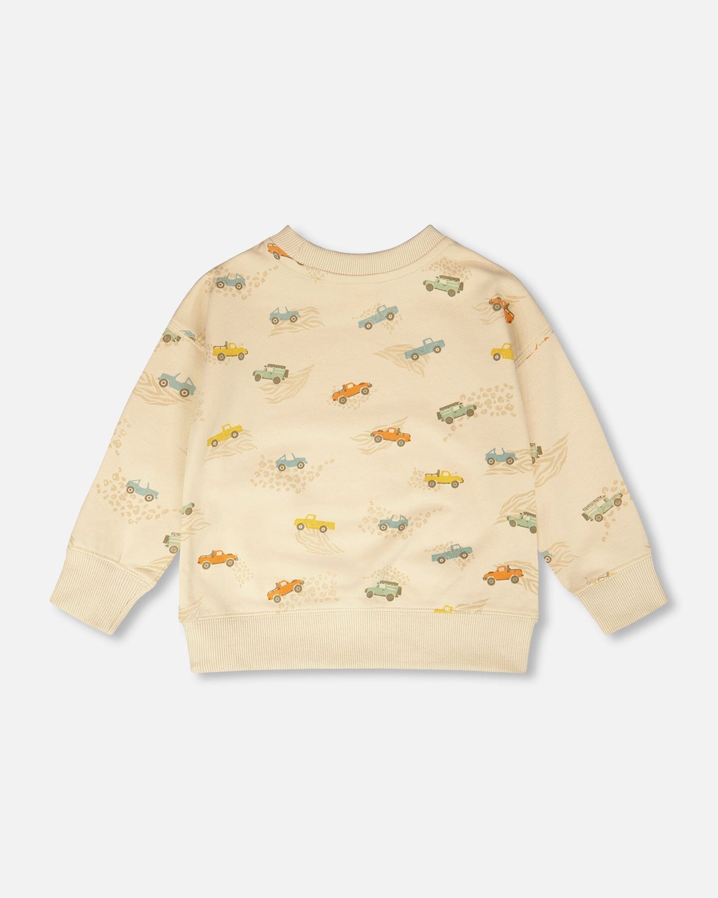 French Terry Sweatshirt Beige Jeep Print