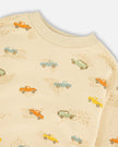 French Terry Sweatshirt Beige Jeep Print