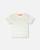 Organic Cotton T-Shirt White Printed Mint Green Lines