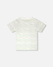 Organic Cotton T-Shirt White Printed Mint Green Lines