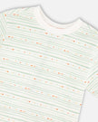 Organic Cotton T-Shirt White Printed Mint Green Lines