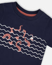 Organic Cotton T-Shirt And Short Set Blue And Brick Stripes
