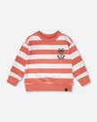 French Terry Sweatshirt Brick And White Stripes
