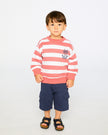 French Terry Sweatshirt Brick And White Stripes