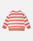 French Terry Sweatshirt Brick And White Stripes